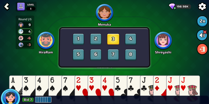 Callbreak Lakadi Bidding Phase